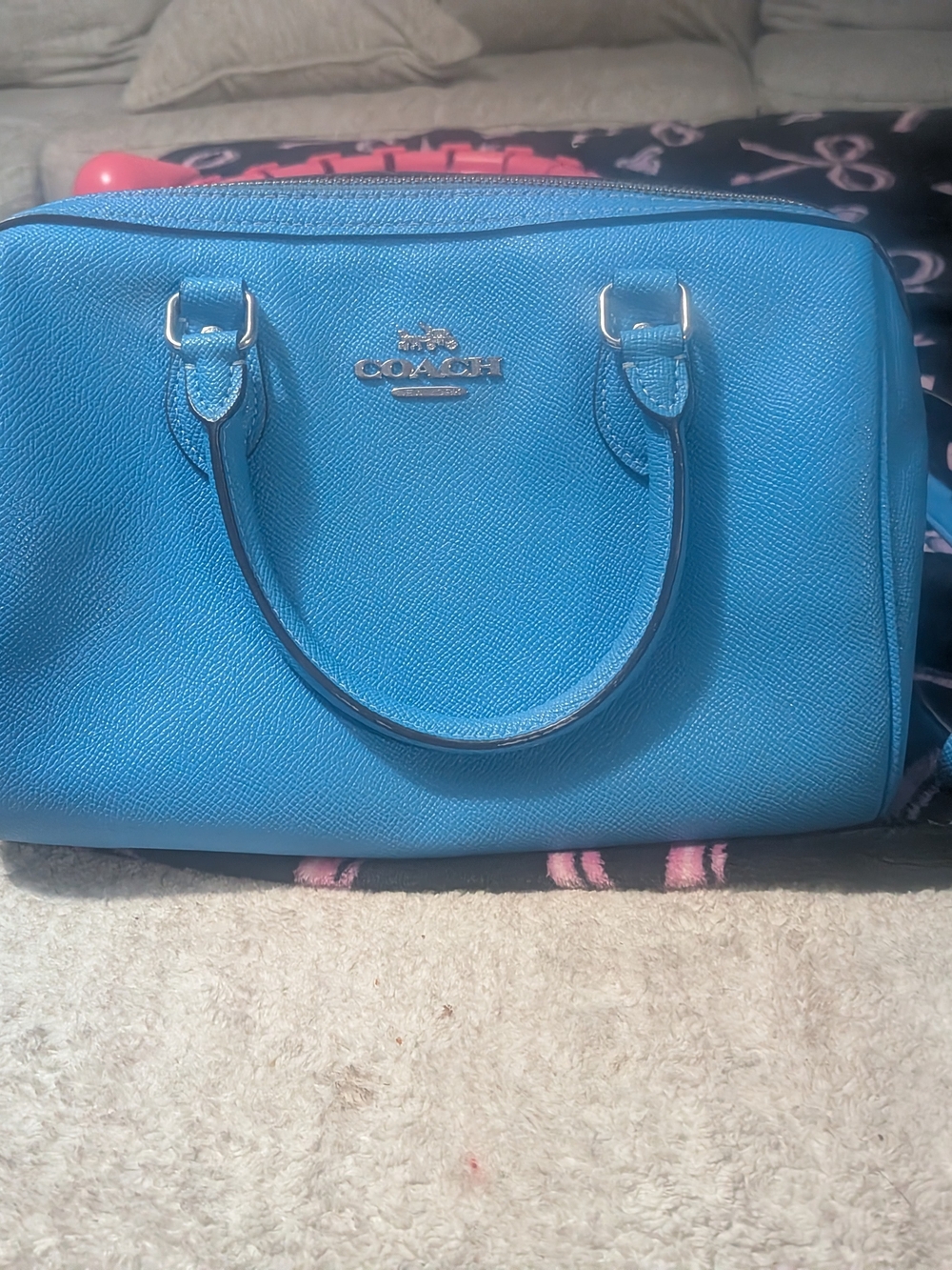 Coach Blue Leather Dome Satchel - Picture 5 of 10